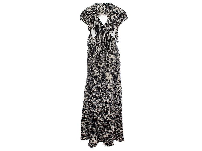 Chanel, Schwarz-weißes Maxikleid aus Bouclé-Strick - Ansicht 2