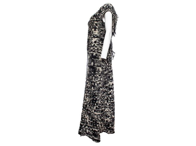 Chanel, Schwarz-weißes Maxikleid aus Bouclé-Strick - Ansicht 3