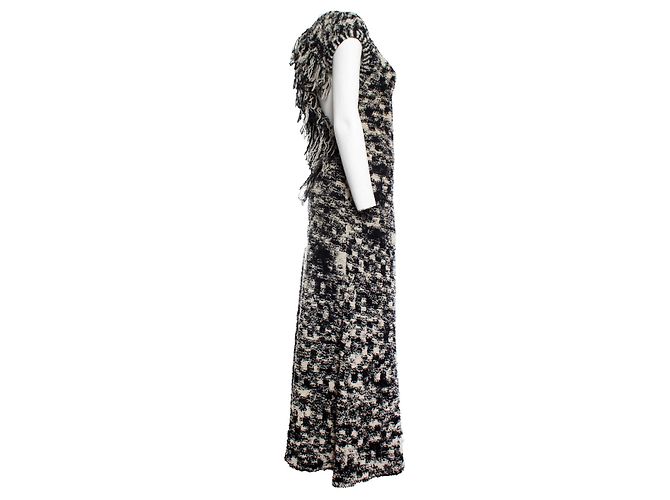 Chanel, Schwarz-weißes Maxikleid aus Bouclé-Strick - Ansicht 4