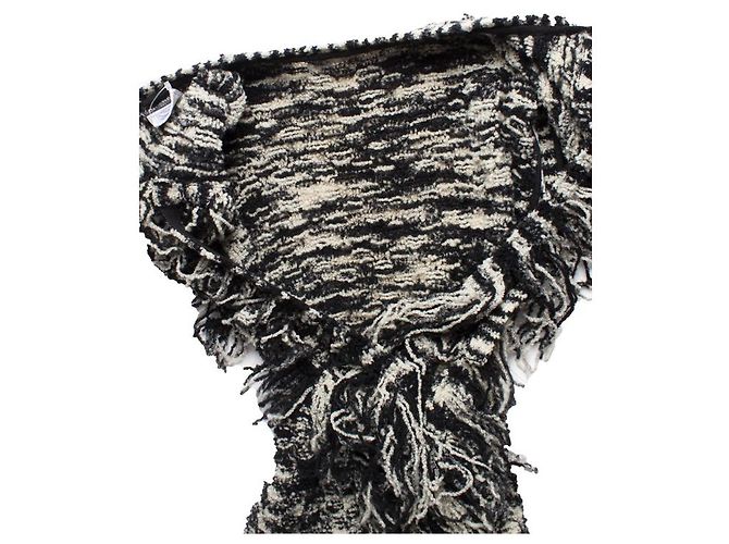 Chanel, Schwarz-weißes Maxikleid aus Bouclé-Strick - Ansicht 6