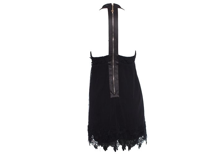 Elisabetta Franchi, Schwarzes Spitzenkleid mit Tüll - Ansicht 2