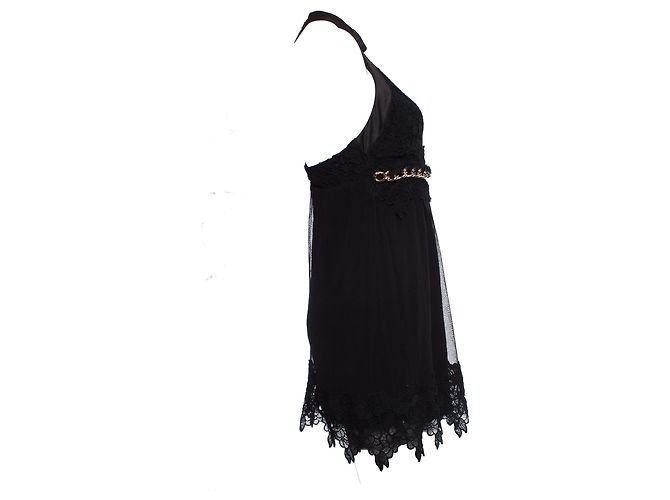 Elisabetta Franchi, Schwarzes Spitzenkleid mit Tüll - Ansicht 3