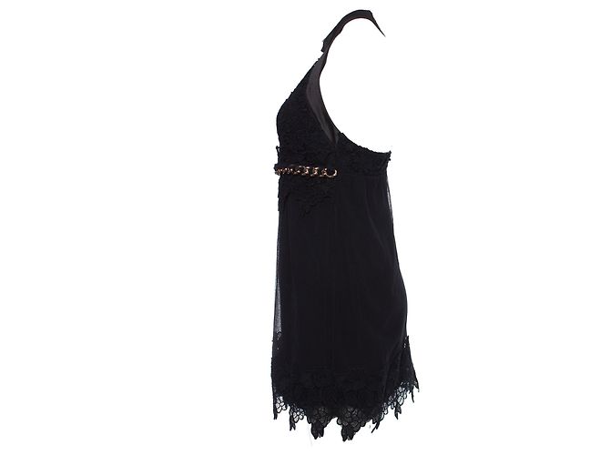 Elisabetta Franchi, Schwarzes Spitzenkleid mit Tüll - Ansicht 4