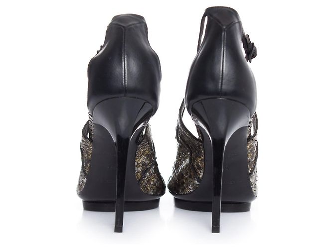 Balenciaga, sandali in pelle metallizzata serpente. - vista 6
