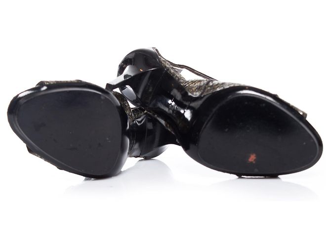 Balenciaga, sandali in pelle metallizzata serpente. - vista 7