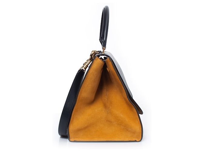Céline Celine, Dreifarbige Trapeztasche Blau Mehrfarben Gelb - Ansicht 7