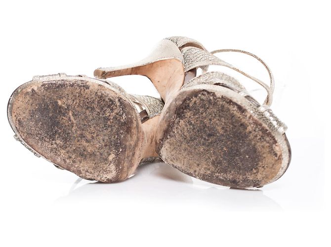 Jimmy Choo, Sandali platform in tessuto glitter. Argento - vista 7