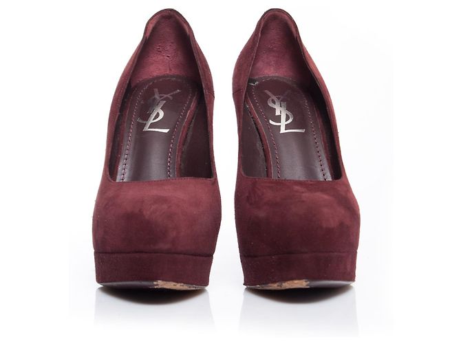 YVES SAINT LAURENT, Décolleté Gaby in camoscio Rosso - vista 4