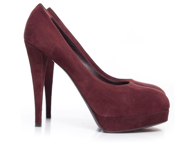 YVES SAINT LAURENT, Décolleté Gaby in camoscio Rosso - vista 5