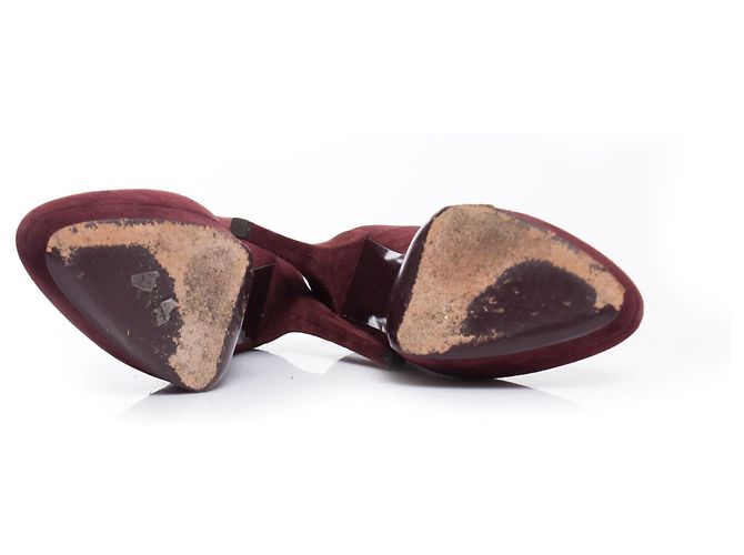 YVES SAINT LAURENT, Décolleté Gaby in camoscio Rosso - vista 7