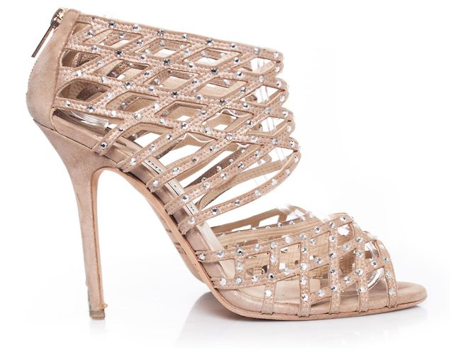 Jimmy Choo, sandali con gabbia di strass tagliati al laser Marrone - vista 5