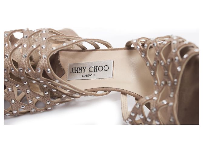 Jimmy Choo, sandali con gabbia di strass tagliati al laser Marrone - vista 8
