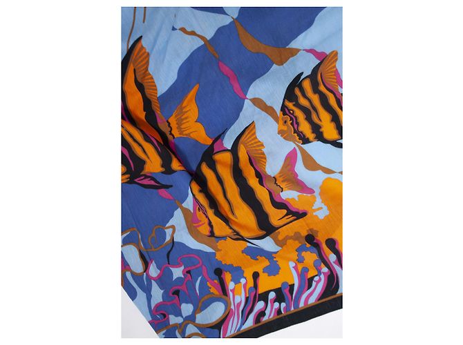 Autre Marque Jacques Rollet, Sciarpa in seta con stampa oceano. Multicolore - vista 3