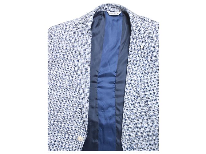 Autre Marque Manuel Ritz, Blazer in tweed blu e bianco. - vista 5
