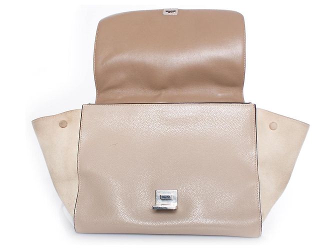 Céline Celine, Borsa a trapezio in beige. - vista 3