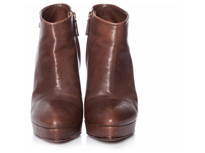 Gucci, Botines plataforma piel marrón. Castaño - vista 3