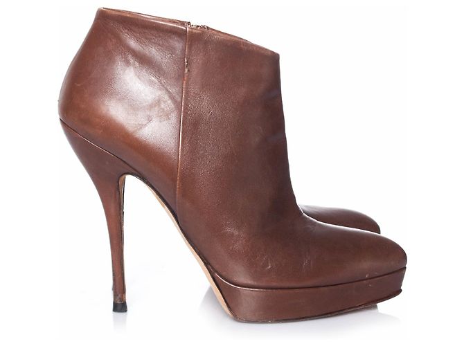 Gucci, Botines plataforma piel marrón. Castaño - vista 4