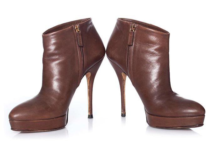 Gucci, Botines plataforma piel marrón. Castaño - vista 6