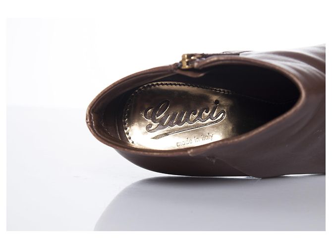 Gucci, Botines plataforma piel marrón. Castaño - vista 7