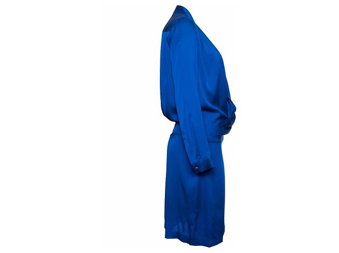 Autre Marque Diane von Furstenberg, abito in seta blu cobalto - vista 3