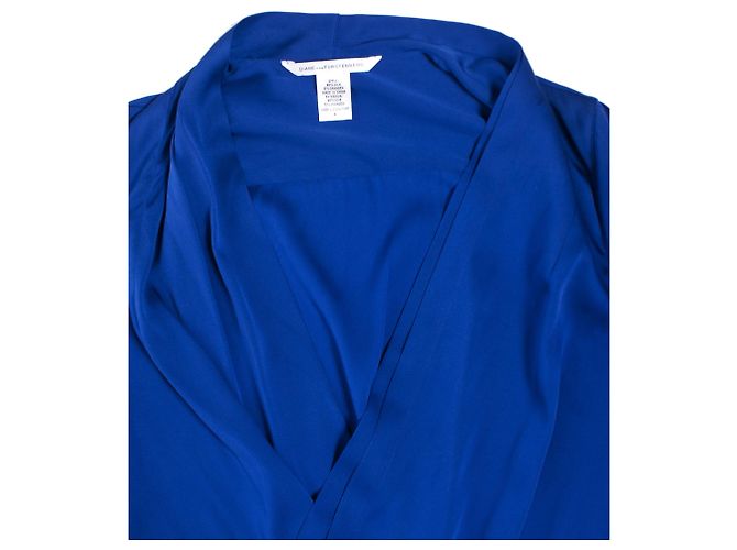 Autre Marque Diane von Furstenberg, abito in seta blu cobalto - vista 6