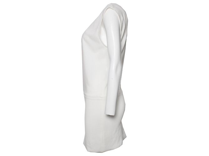 IRO, weißes ärmelloses Kleid mit Lederrand - Ansicht 2