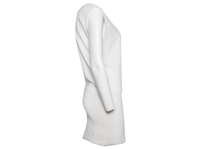 IRO, weißes ärmelloses Kleid mit Lederrand - Ansicht 4