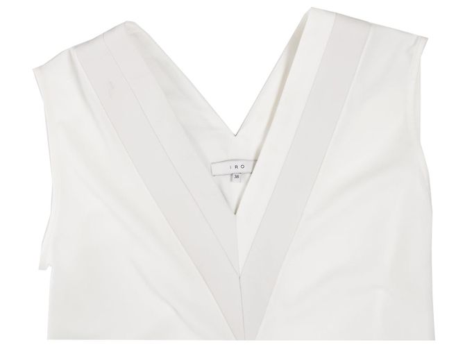IRO, weißes ärmelloses Kleid mit Lederrand - Ansicht 5