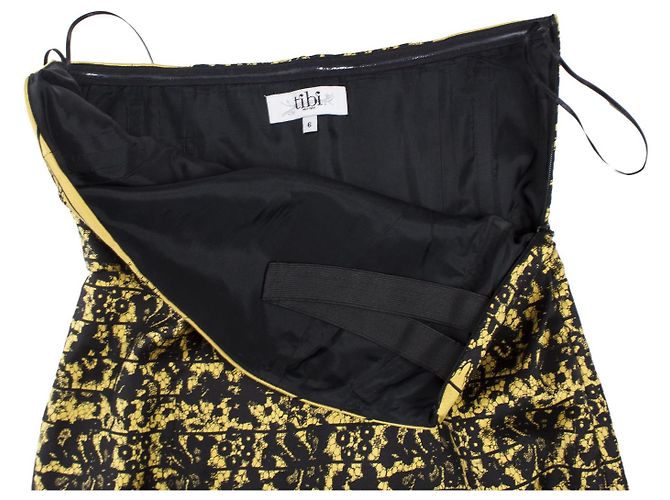 Tibi, Trägerloses Kleid mit Spitzenprint Schwarz Gelb - Ansicht 5