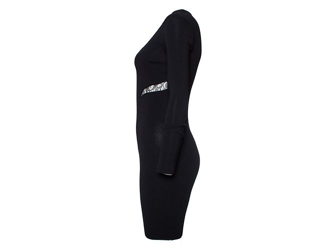 Pinko, schwarzes Stretchkleid mit Spitzendetails - Ansicht 2