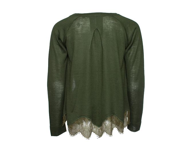 Autre Marque Silvian Heach, Grüne Strickjacke mit Spitze - Ansicht 3