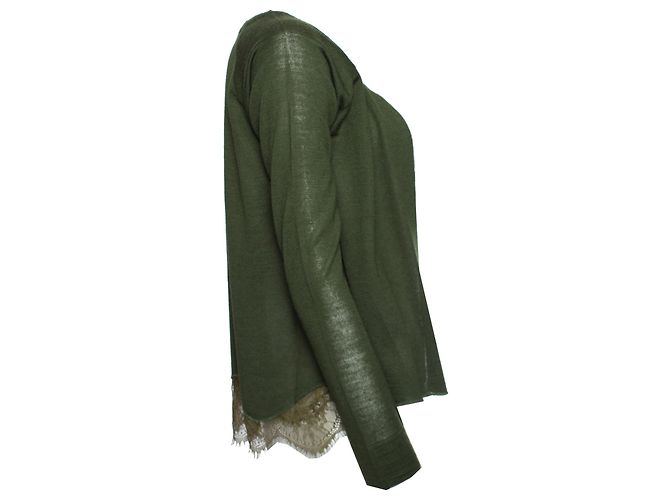 Autre Marque Silvian Heach, Grüne Strickjacke mit Spitze - Ansicht 4