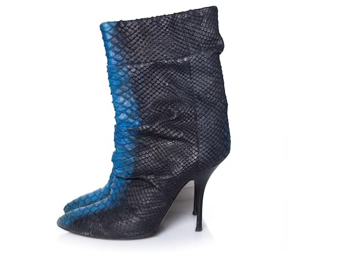 Giuseppe Zanotti,  Python leather Half Boots Black Blue - view 2