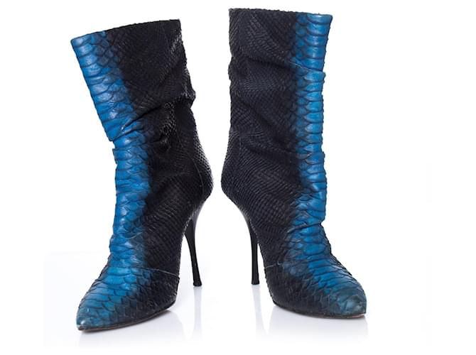 Giuseppe Zanotti,  Python leather Half Boots Black Blue - view 6