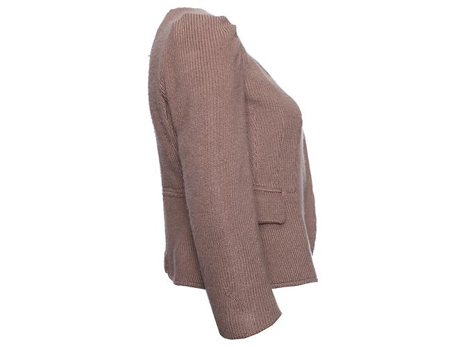 Patrizia Pepe, Wollstrickjacke in Leberfarbe Braun - Ansicht 2
