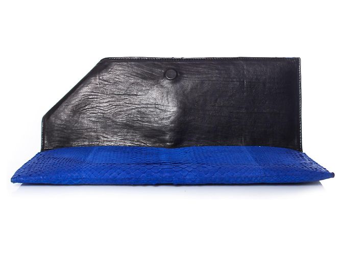 Autre Marque Maison Du Posh, clutch in pelle di serpente Blu Elettrico. - vista 3