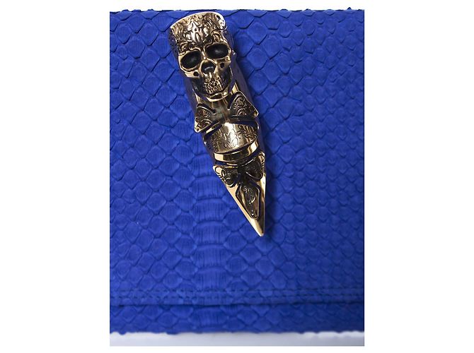 Autre Marque Maison Du Posh, clutch in pelle di serpente Blu Elettrico. - vista 4