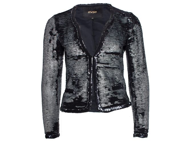 Maje, Blazer mit schwarzen und silberfarbenen Pailletten - Ansicht 5