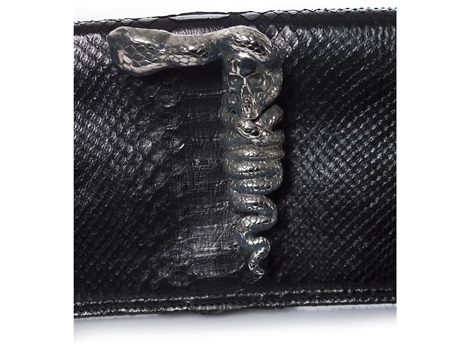 Autre Marque Maison Du Posh, Knöchelring-Python-Clutch in Schwarz. - Ansicht 4