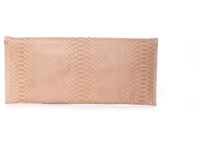 Autre Marque Maison Du Posh, Knöchelring-Clutch aus beigem Pythonleder. Braun - Ansicht 2