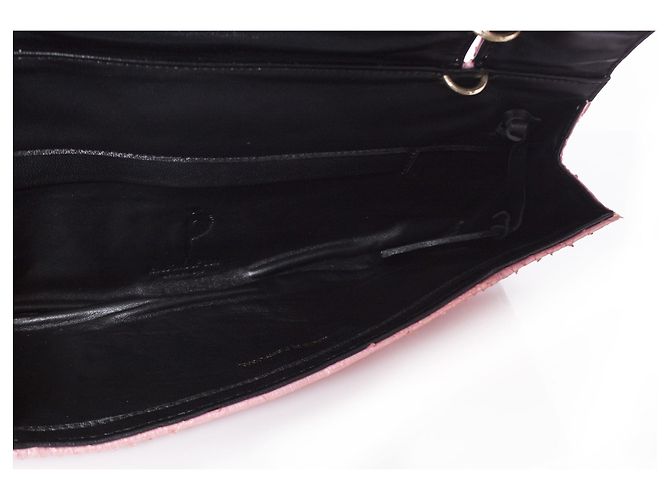 Autre Marque Maison Du Posh, Pochette con teschio piercing in pitone rosa. - vista 7