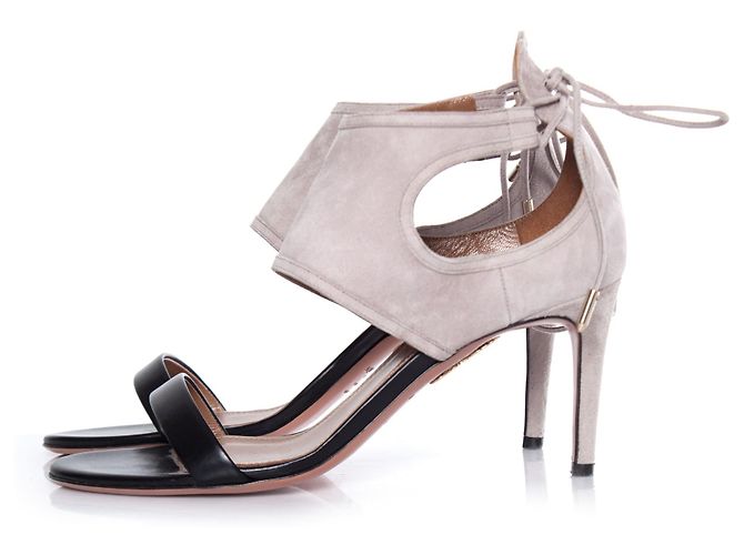 Aquazzura Acquazzura, Sandalo in camoscio beige e pelle nera Nero - vista 2