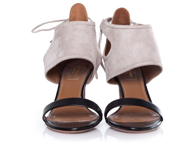 Aquazzura Acquazzura, Sandalo in camoscio beige e pelle nera Nero - vista 3