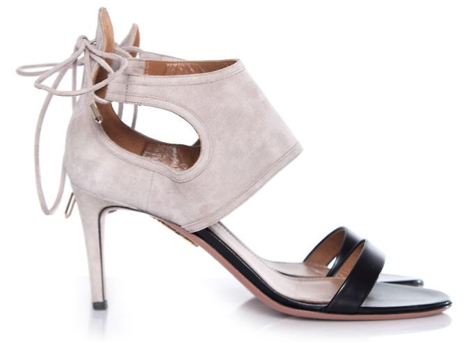 Aquazzura Acquazzura, Sandalo in camoscio beige e pelle nera Nero - vista 4