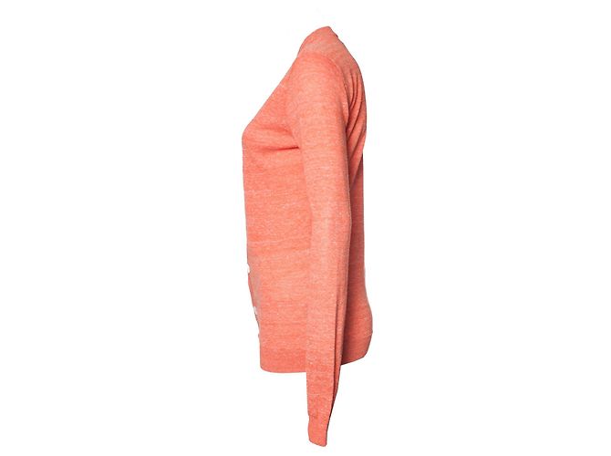 Autre Marque Denham, Orange Strickjacke mit weißen Knöpfen - Ansicht 2