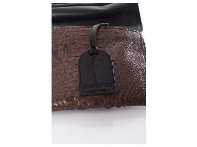 Autre Marque Maison Du Posh, Schmetterlingskupplung aus Pythonleder Braun - Ansicht 6