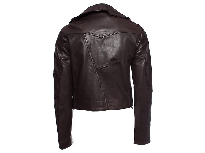 Autre Marque Denham, Braune Lederjacke mit Stehkragen - Ansicht 3