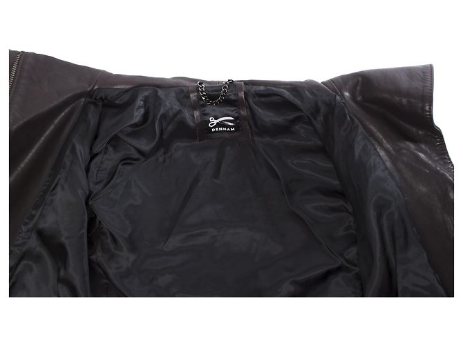Autre Marque Denham, Braune Lederjacke mit Stehkragen - Ansicht 6