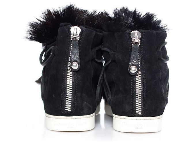 Gianvito Rossi, Wildleder-Sneaker mit Inuit-Fellbesatz - Ansicht 3