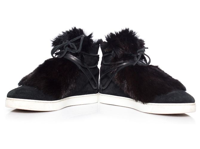 Gianvito Rossi, Wildleder-Sneaker mit Inuit-Fellbesatz - Ansicht 6